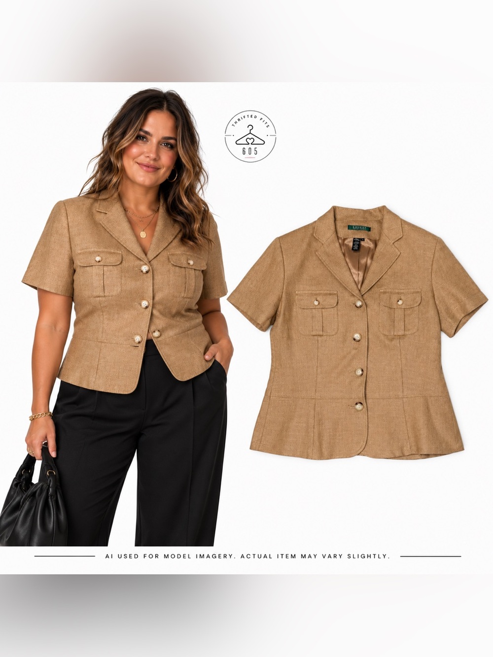 Lauren Ralph Lauren Linen Short Sleeve Blazer Size 14 Like New